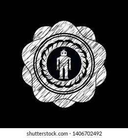robot icon inside chalk emblem