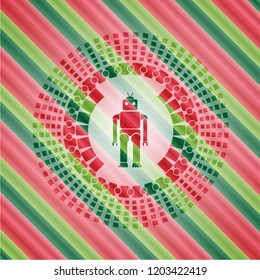 robot icon inside christmas badge.