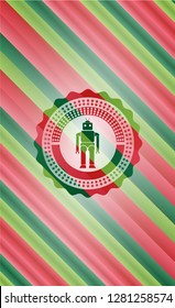 robot icon inside christmas colors emblem.