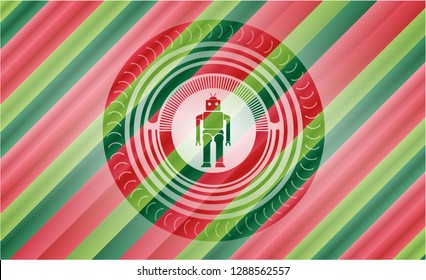 robot icon inside christmas emblem.