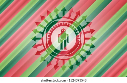 robot icon inside christmas emblem.