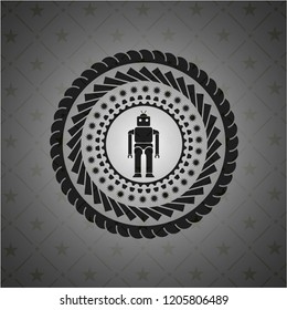 robot icon inside dark badge or emblem