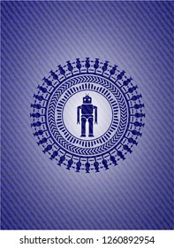 robot icon inside denim background