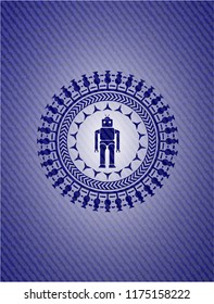 robot icon inside emblem with jean high quality background