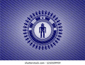 robot icon inside emblem with jean high quality background
