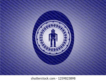 robot icon inside emblem with jean high quality background