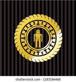 robot icon inside gold badge