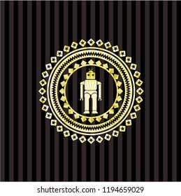 robot icon inside gold emblem or badge