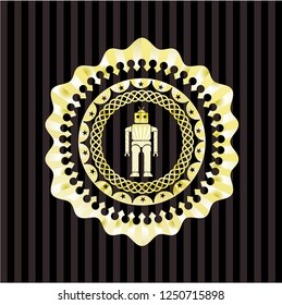 robot icon inside golden badge