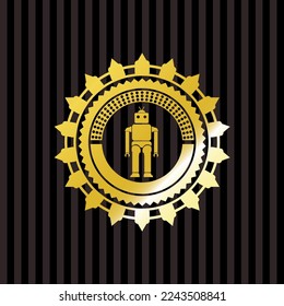 Robotersymbol in goldenem Emblem. 
