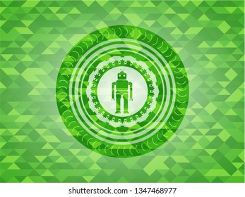 robot icon inside green mosaic emblem