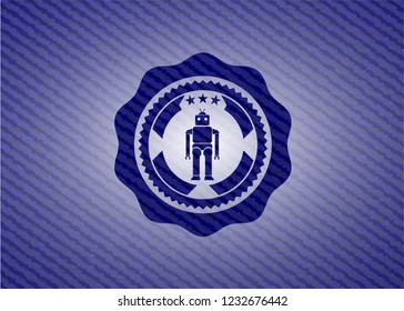 robot icon inside jean background