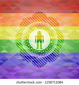 robot icon inside lgbt colors emblem 