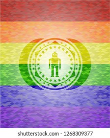 robot icon inside lgbt colors emblem 