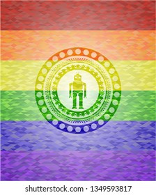 robot icon inside lgbt colors emblem 