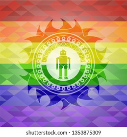 robot icon inside lgbt colors emblem 