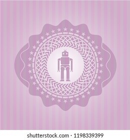 robot icon inside pink emblem. Vintage.
