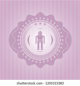 robot icon inside pink icon or emblem