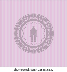 robot icon inside pink emblem. Retro
