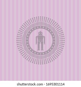 icono robot dentro de icono rosa o emblema
