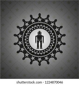 robot icon inside realistic black emblem