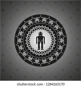 robot icon inside realistic black emblem
