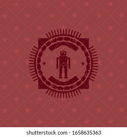 Robotersymbol in realistischem rotem Emblem