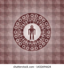 robot icon inside red badge with geometric background. Seamless.
