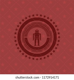 robot icon inside red emblem. Vintage.