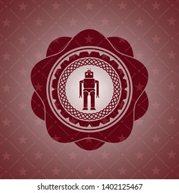 robot icon inside red emblem. Retro