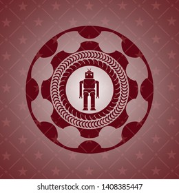 robot icon inside red emblem