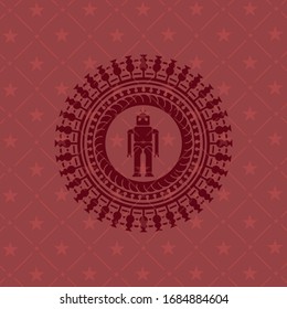 robot icon inside red emblem. Vintage.