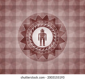 robot icon inside red geometric emblem. Seamless. 
