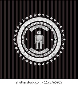 robot icon inside silver shiny badge