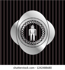robot icon inside silver shiny emblem