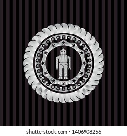 robot icon inside silver shiny badge
