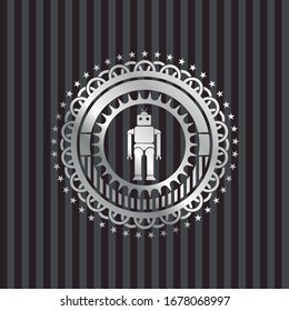 Robotersymbol in silberglänzendem Schild