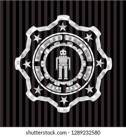 robot icon inside silvery badge