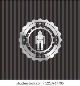 robot icon inside silvery shiny emblem