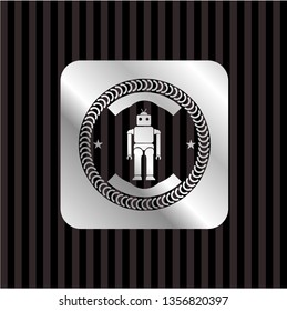 robot icon inside silvery shiny emblem