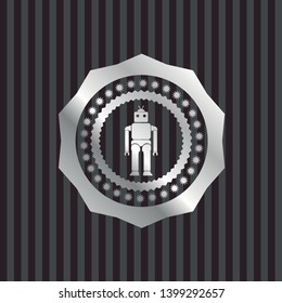 robot icon inside silvery shiny emblem