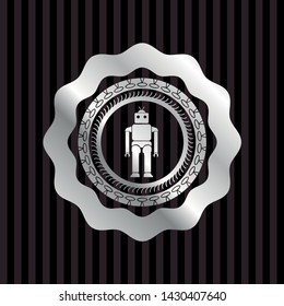 robot icon inside silvery shiny emblem