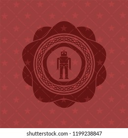 robot icon inside vintage red emblem