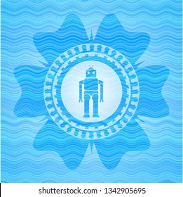 robot icon inside water wave representation style badge.