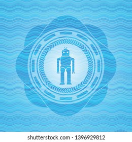 robot icon inside water wave badge.