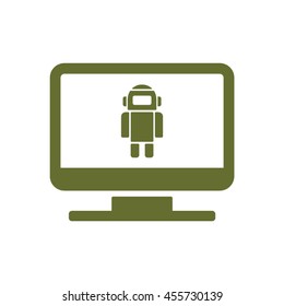 Robot    icon,  isolated. Flat  design.