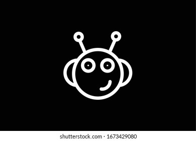 Icono de robot aislado en fondo limpio. Sonríe el símbolo de concepto de robot de bot de charla para su sitio web, móvil, logotipo, aplicación y diseño de interfaz de usuario de la imagen de robot vector de diseño.
