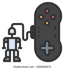 robot icon line color vector illustration