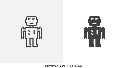 Robot icon. line and glyph version, outline and filled vector sign. Chat bot linear and full pictogram. Symbol, logo illustration. Different style icons set