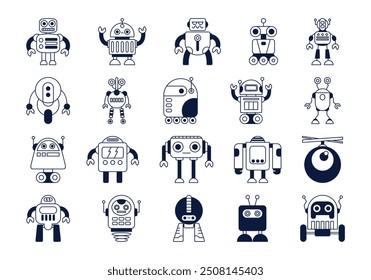 Robot Icon Line Style Element Set